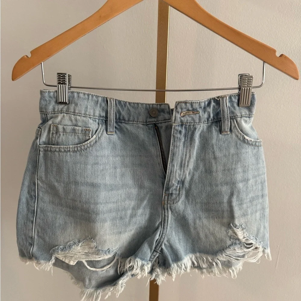 Light Blue Distressed Jean Shorts